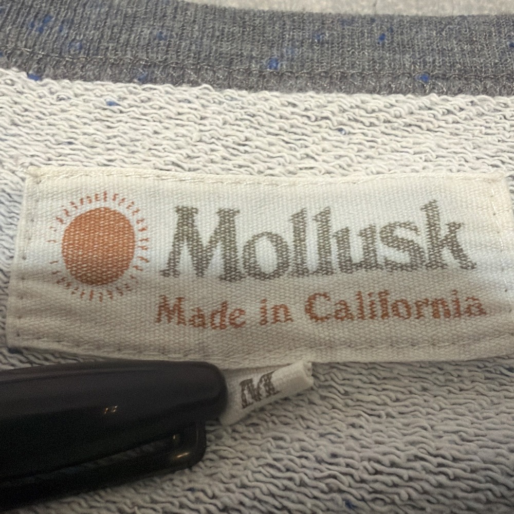 Mollusk California Surf Shop Crewneck Terry Pullover Mens Med Gray Made in USA - Picture 4 of 6